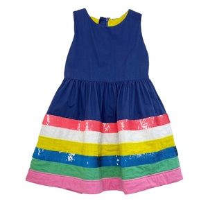 Mini Boden Sequin Striped Fit & Flare Dress (3-4)